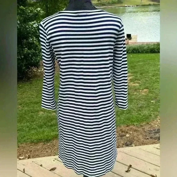 J. Crew Factory Women’s pullover dress striped navy/white Medium casual preppy - Picture 2 of 8